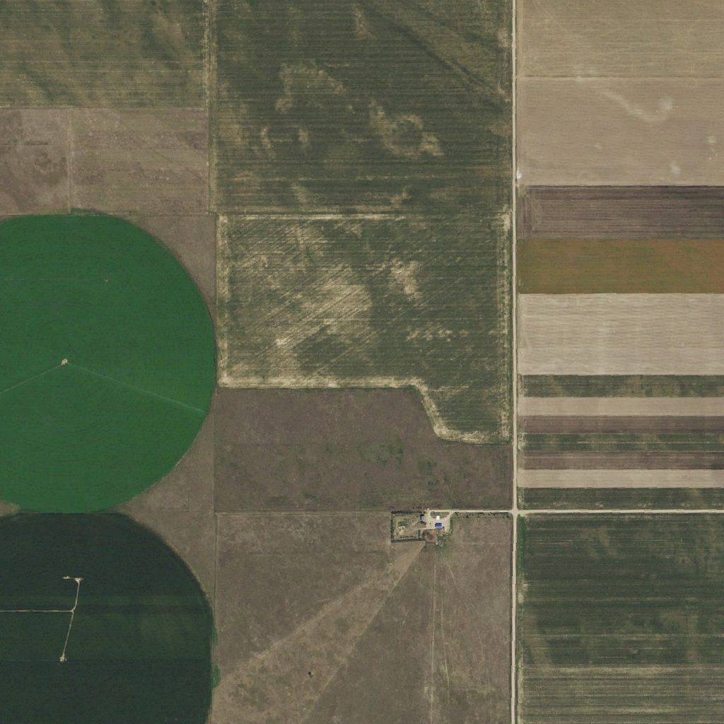 Aerial of High Plains farmland with its recorded boundary